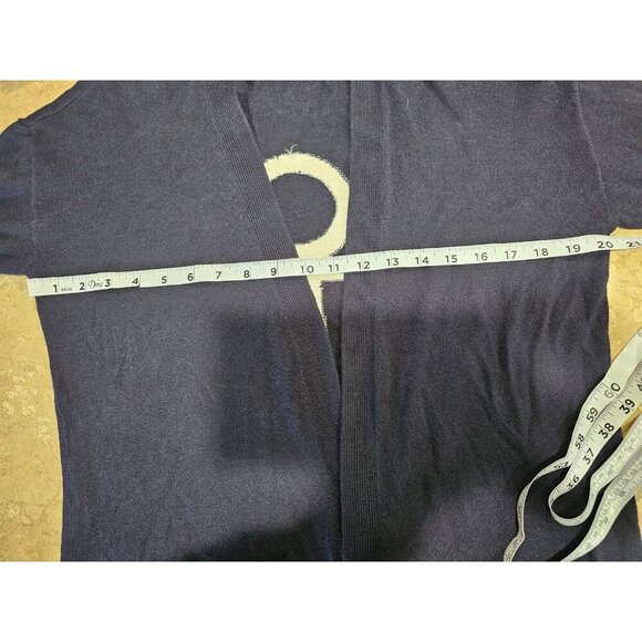 Women's Talbots Open Cardigan Sweater Blue Nautical Anchor Pockets Size Small - Picture 5 of 5